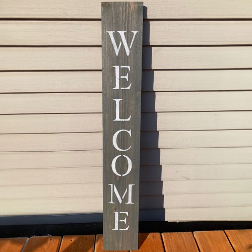 Welcome Wood Plank Grey