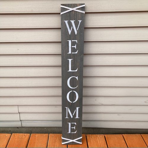 Welcome Wood Plank Grey