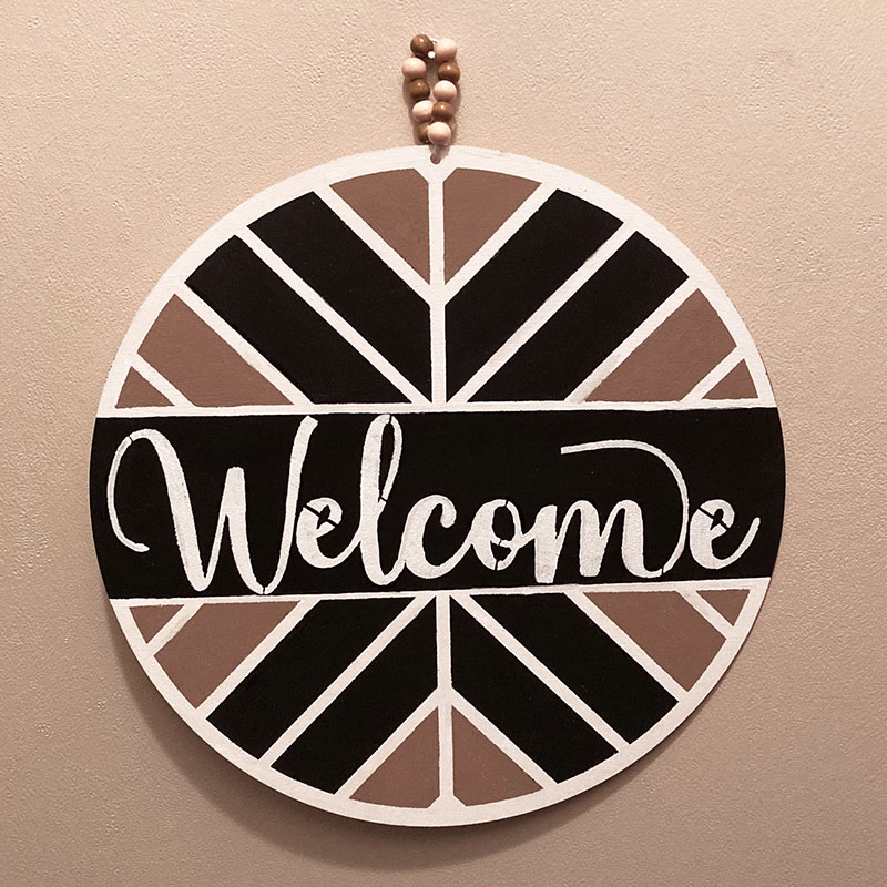 Welcome Brown Black Pattern Sign