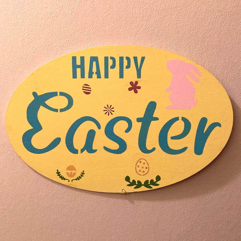 Happy Easter Egg Shaped Wood Sign