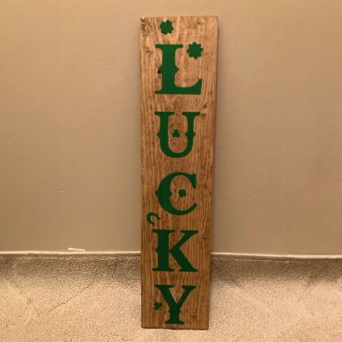 Lucky Reversible Wood Porch Sign